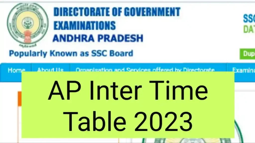AP Inter Time Table 2023