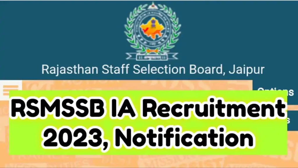 RSMSSB IA Recruitment 2023