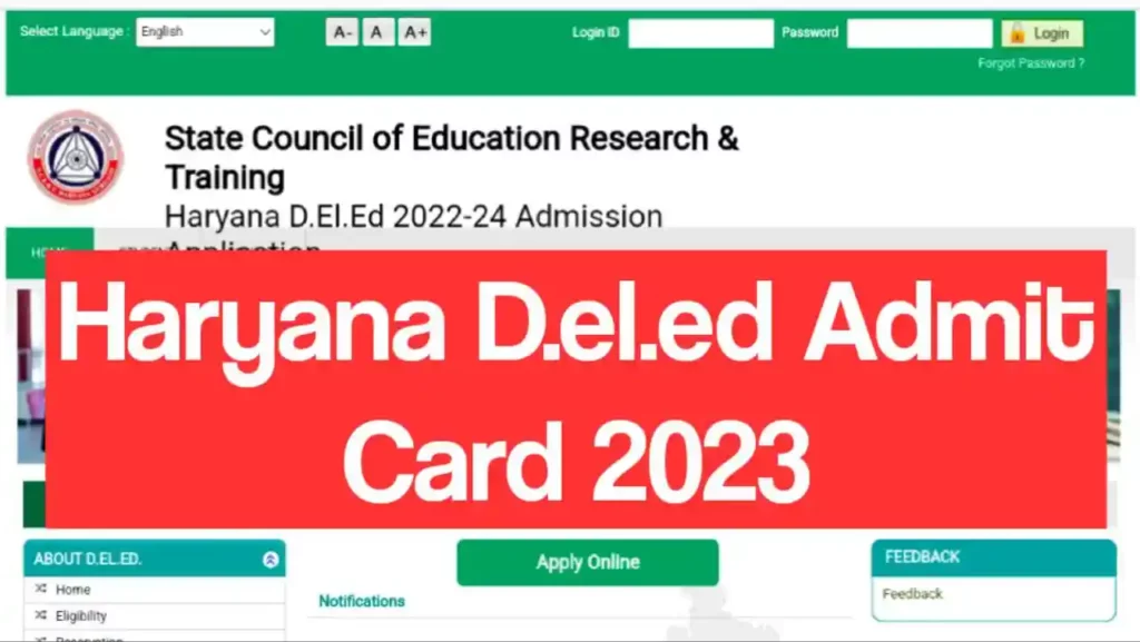 Haryana D.El.Ed. Admit Card 2023
