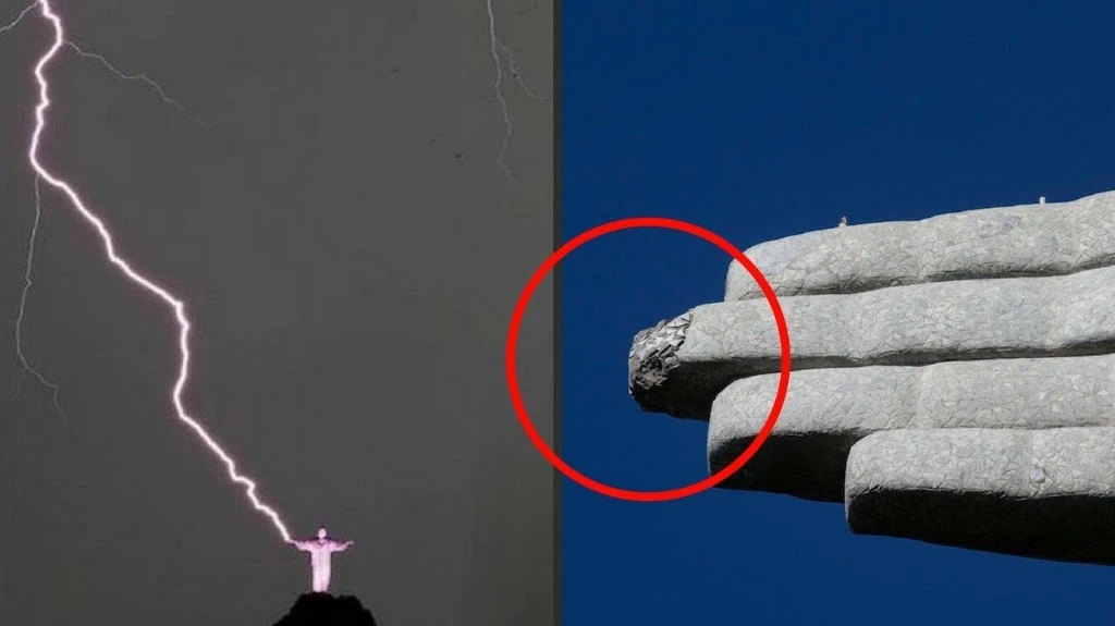Brazil Christ Statue Lightning