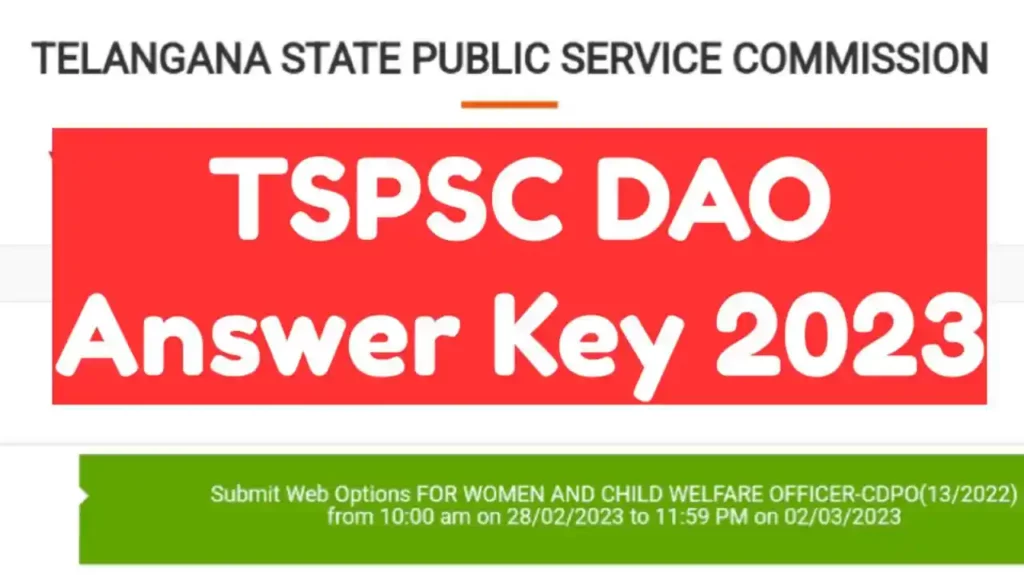TSPSC DAO Answer Key 2023